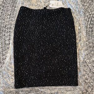 NWT St. John Black Sequin Pencil Skirt